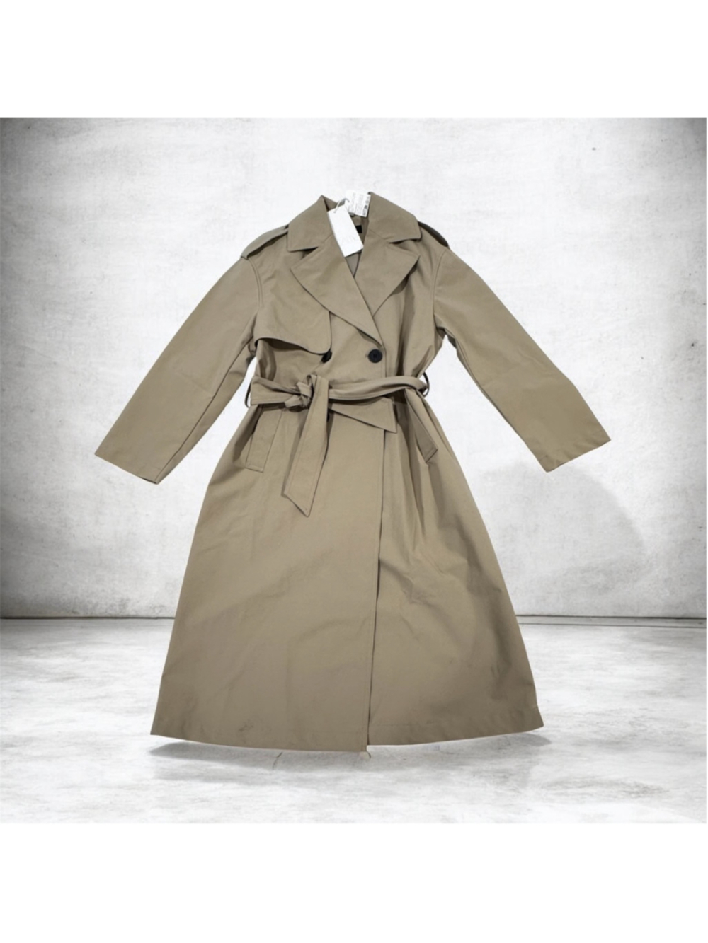 Zara Windproof Water Repellent Long Belted Trench Coat Size XS - Picture 7 of 10